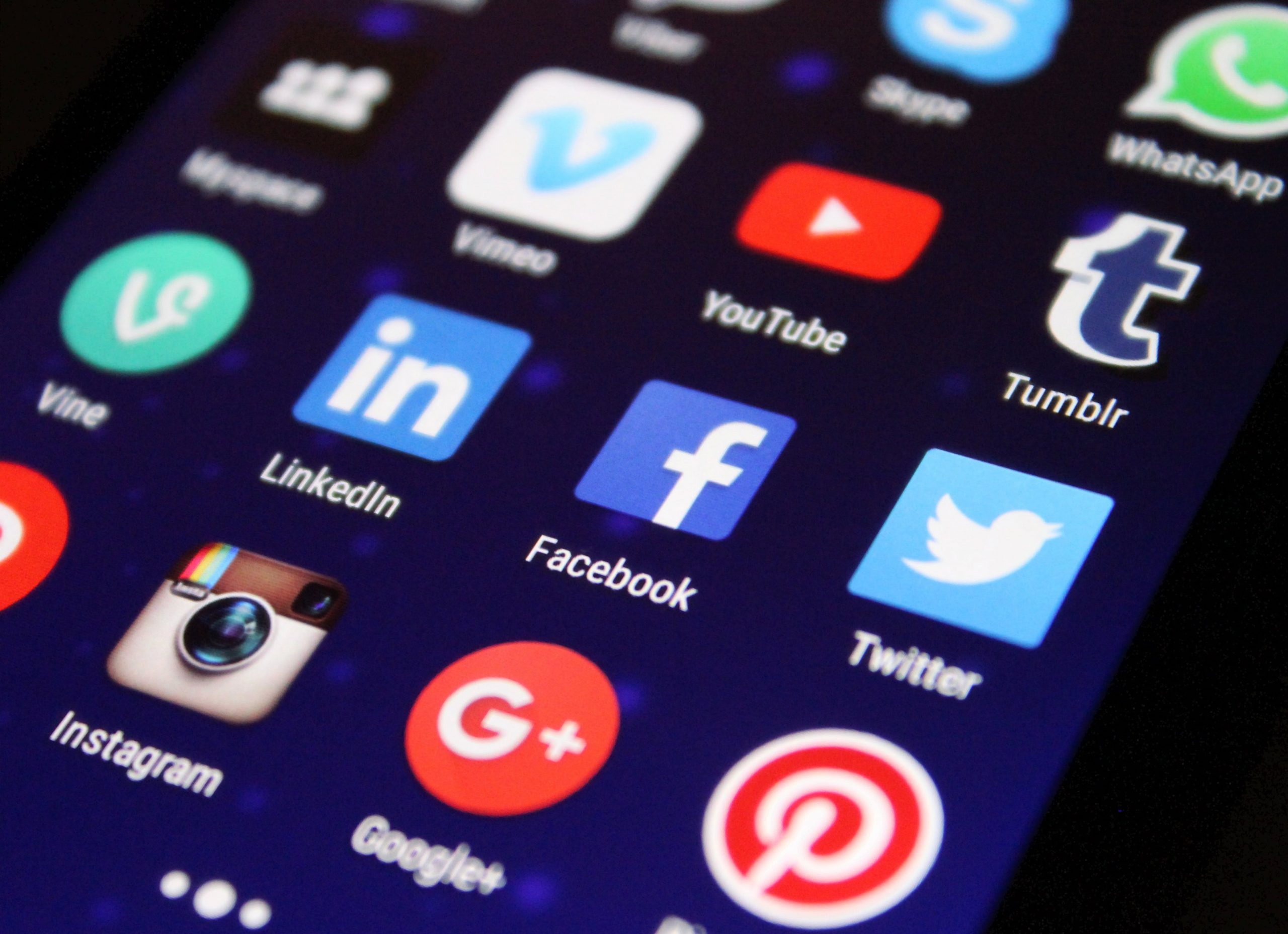 A phone screen showing different social media apps