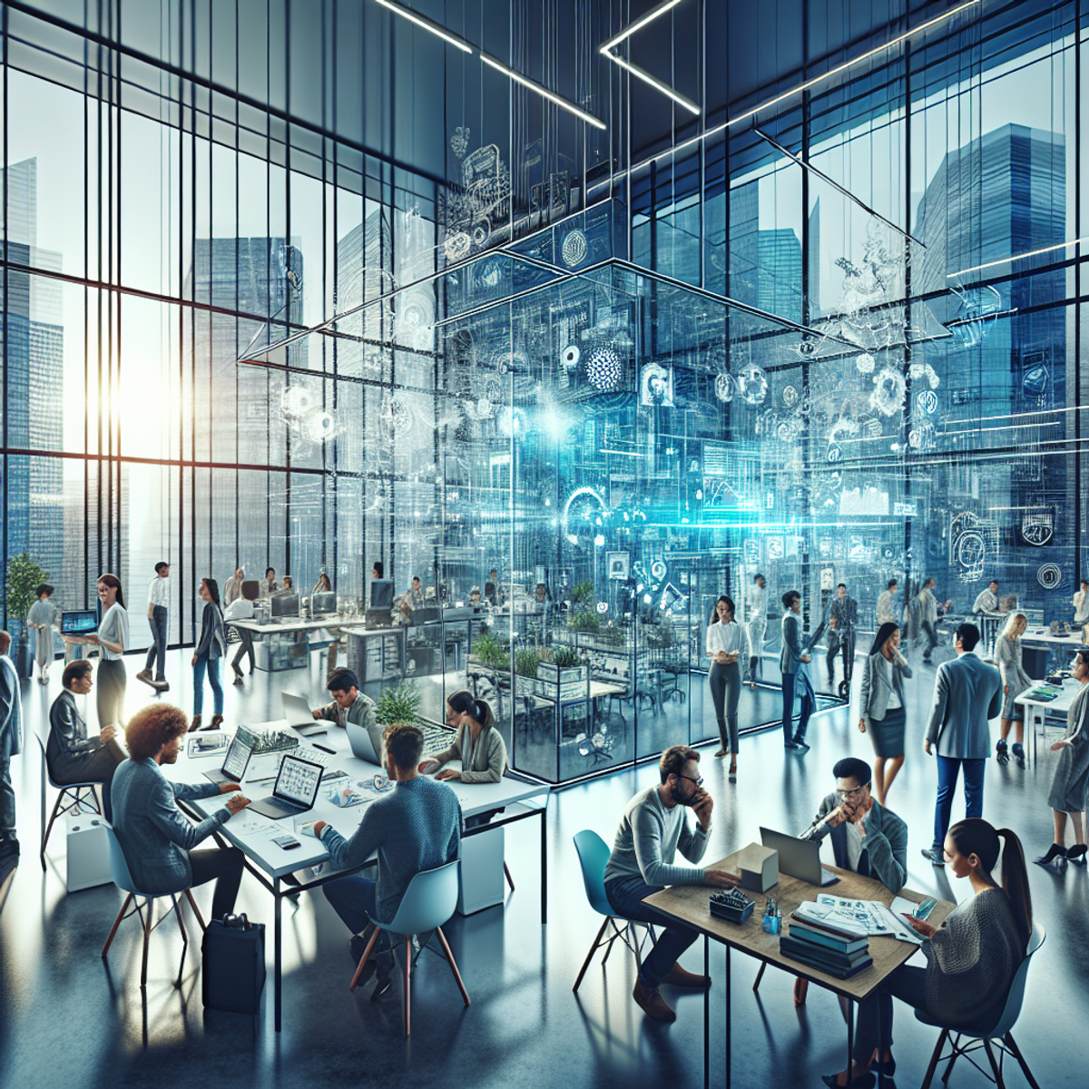 Un groupe diversifié de professionnels de la création collaborant dans un espace de bureau moderne.