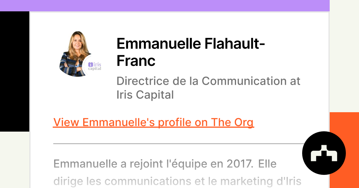 Emmanuelle Flahault-Franc - Directrice de la Communication chez Iris Capital | The Org